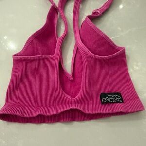 Tiger Friday Vibrant Pink Ribbed Crop Top